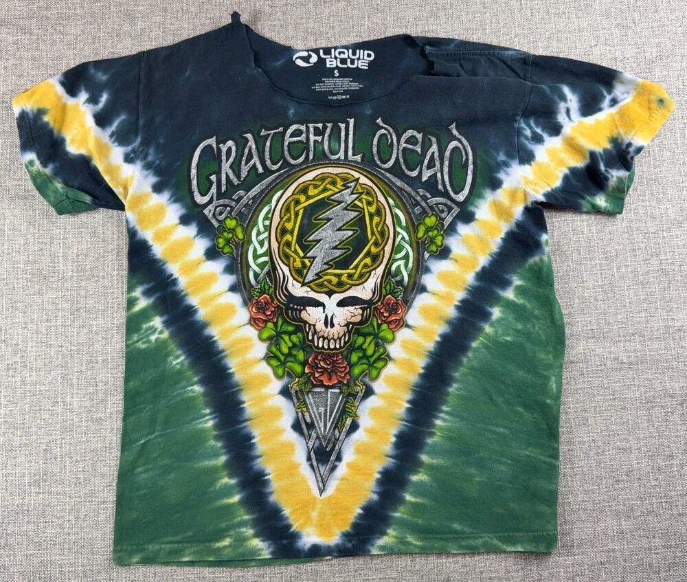 Liquid Blue Grateful Dead Shirt Mens S Shamrock V Tie Dye Celtic Stealie Skull